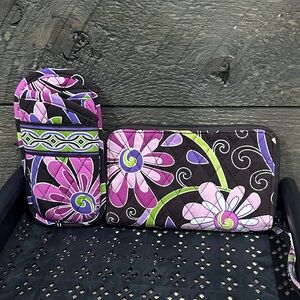 Vera Bradley Purple Punch Bundle 2 items Wallet Wristlet & Glasses Case NWOT